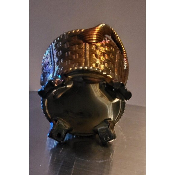 Gorgeous Northwoods Amythest Carnival Glass Basket - Picture 4 of 7